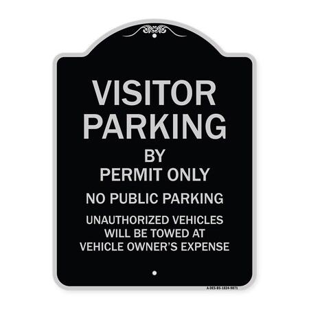 Signmission Designer Series-Visitor Parking By Permit Only No Public Parking Sign, 24" x 18", BS-1824-9871 A-DES-BS-1824-9871